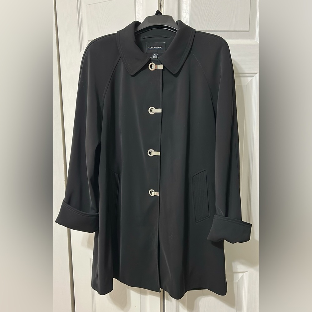 London Fog Black Women's All Weather Trench Coat - Roomy XL
